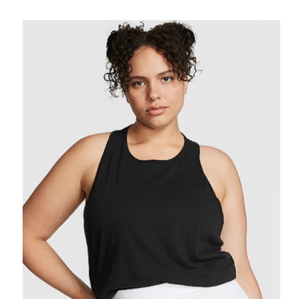 PINK Victoria's Secret Black Racerback Tank Top